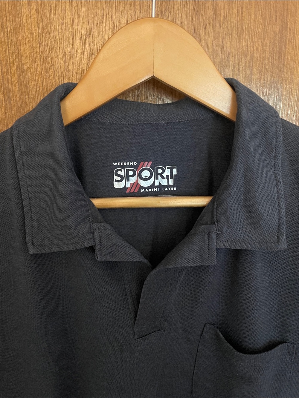 Marine Layer Weekend Air polo charcoal grey, size L